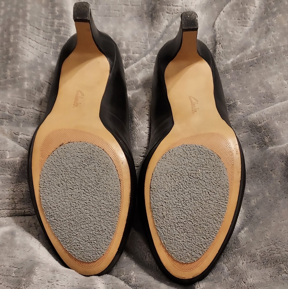 Clarks Artisan Brierdolly Platform Pump Black Leather Heels 8 Neutral - Picture 7 of 11